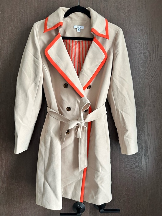 Bar III Jackets & Blazers - Bar III Beige Trench Coat with Orange Trim